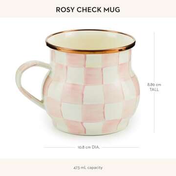 MacKenzie-Childs Enamel Mug - Unique Rosy Check Drinkware