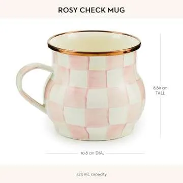 MacKenzie-Childs Enamel Mug - Unique Rosy Check Drinkware