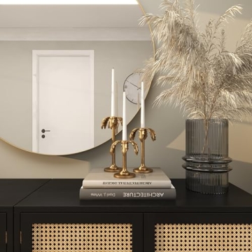 Deco 79 Aluminum Candle Holder Set, Elegant Gold Design