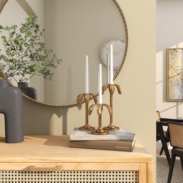 Deco 79 Aluminum Candle Holder Set, Elegant Gold Design