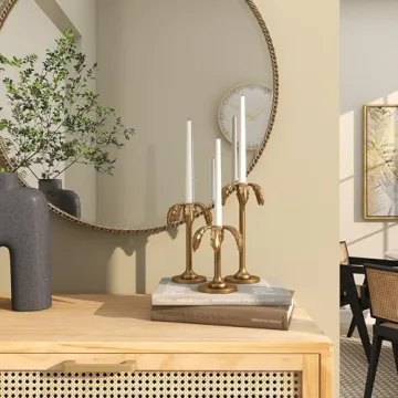 Deco 79 Aluminum Candle Holder Set, Elegant Gold Design