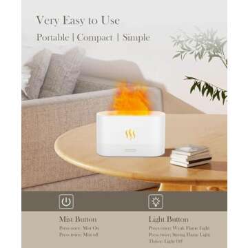 Flame Air Diffuser Humidifier,Upgraded Scent Diffuser for Essential Oils,Ultrasonic Aromatherapy,Fire Mist Humidi with 2 Brightness,Auto-Off Function for Room Home Office(Black)