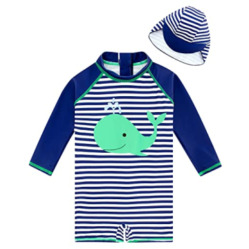 Cute Toddler Boy Swimsuit with Sun Hat for Summer Fun
