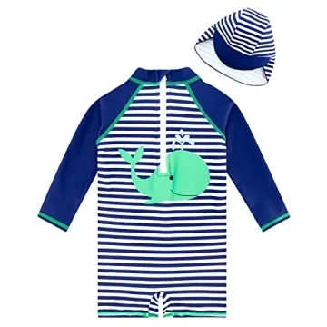 Cute Toddler Boy Swimsuit with Sun Hat for Summer Fun