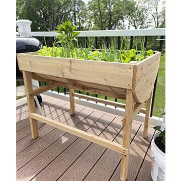 Raised Garden Bed Wooden Planter Box 34.25"×22.44"×29.92"H Outdoor Elevated Planters Boxes with Le...