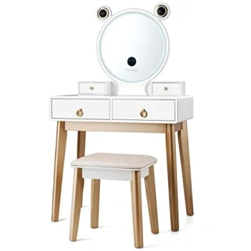 Lighted Mirror Vanity Set with Bluetooth Speakers