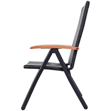 Tangkula Rattan Folding Chair, Adjustable Indoor Outdoor Camping Garden Pool Wicker Reclining Chair (2)