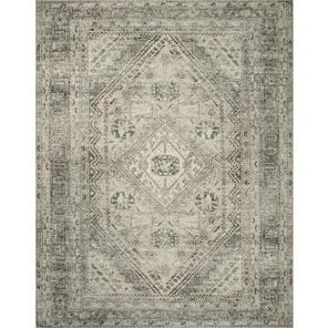 Loloi Magnolia Home by Joanna Gaines Sinclair Collection SIN-04 Natural/Sage 7'-6" x 9'-6", .25" Pile Height, Machine Washable, Area Rug