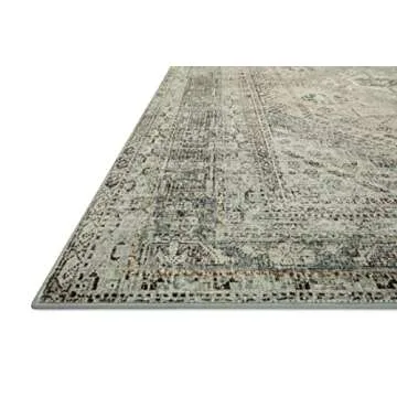 Loloi Magnolia Home by Joanna Gaines Sinclair Collection SIN-04 Natural/Sage 7'-6" x 9'-6", .25" Pile Height, Machine Washable, Area Rug