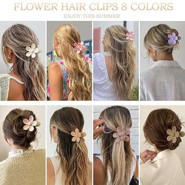 Flower Hair Clips Big Hair Claw Clips 8PCS Large Daisy Hair Clips Matte Claw Clips Strong Hold Jaw Claw Clips Thick Thin Hair for Women Girls 8Colors