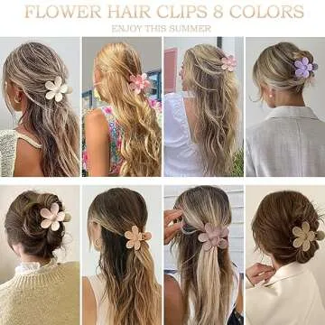Flower Hair Clips Big Hair Claw Clips 8PCS Large Daisy Hair Clips Matte Claw Clips Strong Hold Jaw Claw Clips Thick Thin Hair for Women Girls 8Colors