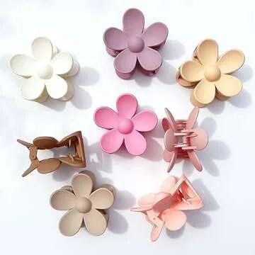 Flower Hair Clips Big Hair Claw Clips 8PCS Large Daisy Hair Clips Matte Claw Clips Strong Hold Jaw Claw Clips Thick Thin Hair for Women Girls 8Colors