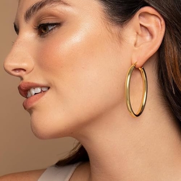 Stylish Hypoallergenic 4mm Thick Gold Chunky Earrings