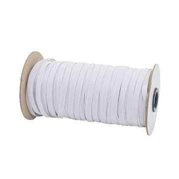White 70-Yards Length 1/4" Width Braided Elastic Cord/Elastic Band/Elastic Rope/Bungee/White Heavy Stretch Knit Elastic Spool with Free Tape Measure