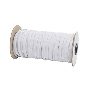 White 70-Yards Length 1/4" Width Braided Elastic Cord/Elastic Band/Elastic Rope/Bungee/White Heavy Stretch Knit Elastic Spool with Free Tape Measure