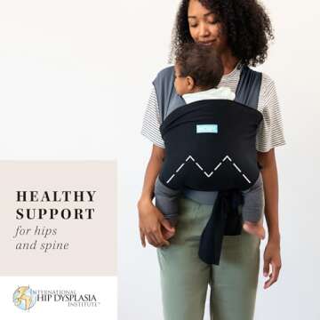 Moby Baby Wrap Carrier Easy-Wrap for Newborns to Toddlers, Lightweight & Hands-Free Design (Charcoal...