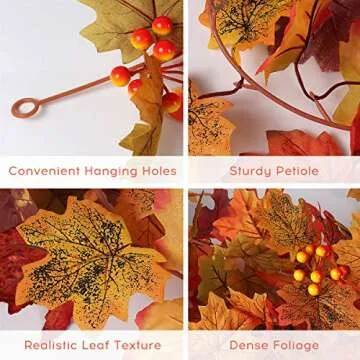 RECUTMS Autumn Maple Leaves Garland for Home and Parties