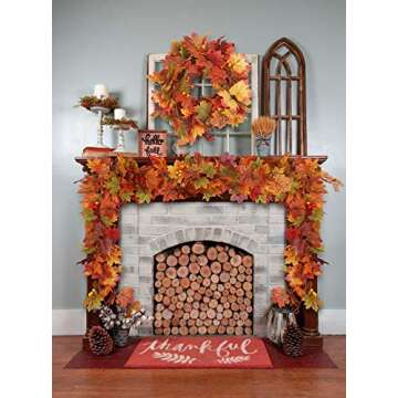 RECUTMS 2 Pcs Artificial Autumn Maple Leaves Garland 5.7Ft/Pieces Fall Garland Hanging Vine Garland Vines Hanging Plants Colorful Fall Decor for Home Christmas Garland Wedding Party