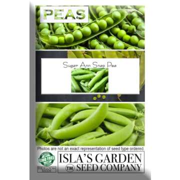 Sugar Ann Snap Pea Garden Seeds, 50+ Heirloom Seeds Per Packet, (Isla's Garden Seeds), Non GMO Seeds, Botanical Name: Pisum sativum