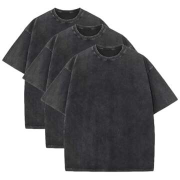 3 Pcs Men's Oversized Heavy Cotton Summer T-Shirts Vintage Tee Loose Fit Short Sleeve Casual Tshirts...