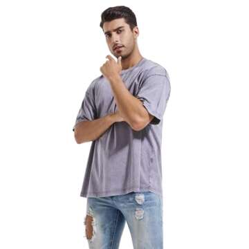 3 Pcs Men's Oversized Heavy Cotton Summer T-Shirts Vintage Tee Loose Fit Short Sleeve Casual Tshirts for Men Women