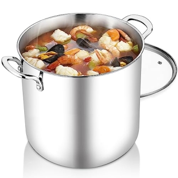 TeamFar 12 Quart Stock Pot, 18/10 Stainless Steel Large Cooking Soup Pot with Lid for Simmering/Stew...