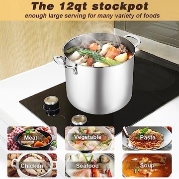 TeamFar 12 Quart Stock Pot for Healthy Cooking