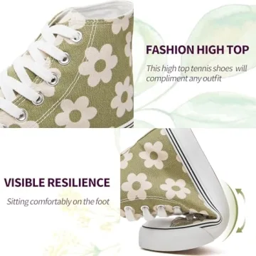 Stylish LIVING GREEN Floral High Top Sneakers for Women