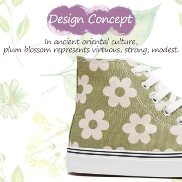 Stylish LIVING GREEN Floral High Top Sneakers for Women