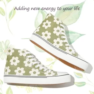 Stylish LIVING GREEN Floral High Top Sneakers for Women