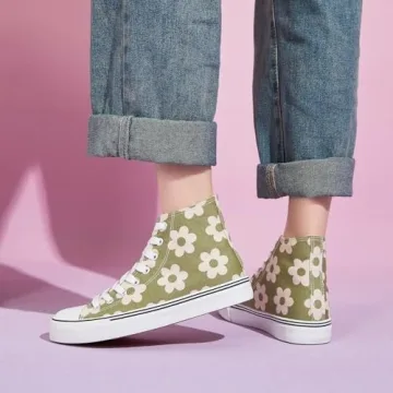 Stylish LIVING GREEN Floral High Top Sneakers for Women