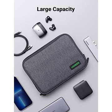 UGREEN Electronic Organizer Travel Cable Organizer Storage Bag for Data Cables, USB C Charger, SD Card, Hard Drive, Charging Cord, Mouse, Power Bank, Phone, Power Adapter Plug Electronics Accessories
