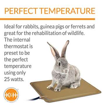 K&H Pet Products Outdoor Small Animal Heated Pad for Rabbits and Small Animals Tan 9 X 12 Inches