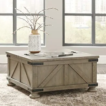 Ashley Aldwin Farmhouse Coffee Table with Lift Top Storage
