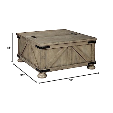 Ashley Aldwin Farmhouse Coffee Table with Lift Top Storage