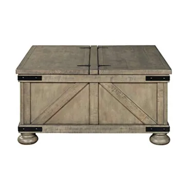 Ashley Aldwin Farmhouse Coffee Table with Lift Top Storage