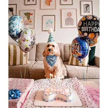 Dog Birthday Bandana, Birthday Boy Puppy Bandana for Small Medium Large Dogs Blue