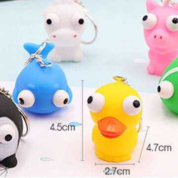 10 Pack Fun Animal Squeeze Keychains - Cute Stress Relief Toys with Pop-Up Eyes!