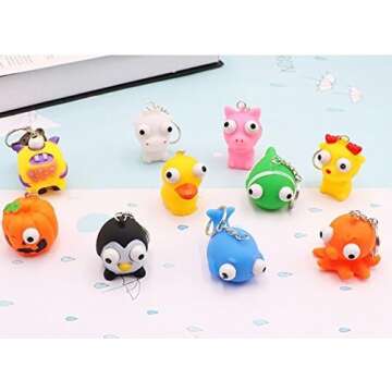 Cute Animal Squeeze Keychains for Stress Relief - 10 Pack