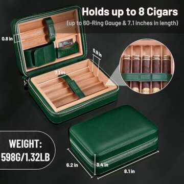 Premium Leather Cigar Humidor Case for Travelers