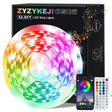 Zyzykeji 32.8ft LED Strip Lights with Music Sync