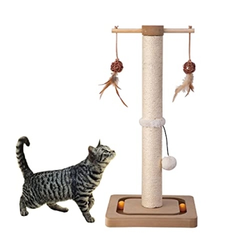Stylish PEEKAB Cat Scratching Post with Toys for Indoor Cats