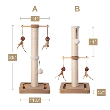 Stylish PEEKAB Cat Scratching Post with Toys for Indoor Cats