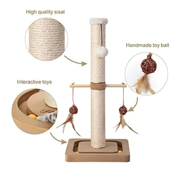 Stylish PEEKAB Cat Scratching Post with Toys for Indoor Cats
