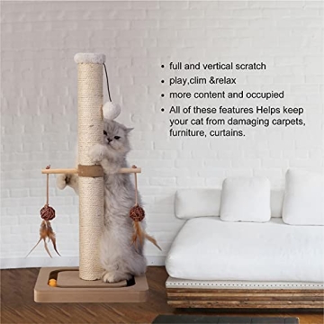 Stylish PEEKAB Cat Scratching Post with Toys for Indoor Cats
