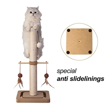 Stylish PEEKAB Cat Scratching Post with Toys for Indoor Cats
