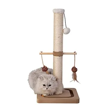 Stylish PEEKAB Cat Scratching Post with Toys for Indoor Cats