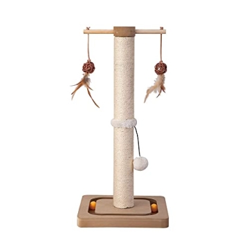Stylish PEEKAB Cat Scratching Post with Toys for Indoor Cats