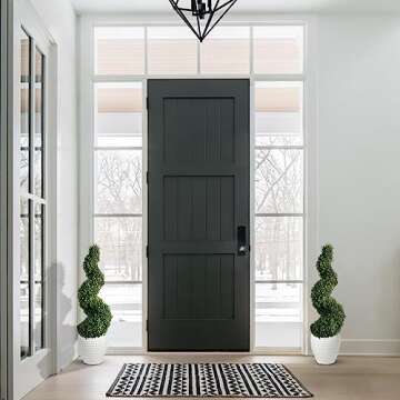 Damomo 3ft (2 Pieces) Artificial Boxwood Topiaries Trees Faux Topiary Spiral Tree Plastic Pot Fake Plants Green Decorative Indoor or Outdoor (35inch)