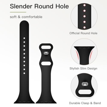 KingofKings Patenting Slim Thin Band Compatible with Apple Watch Bands for Women 42mm 38mm 40mm 41mm 44mm 45mm 46mm 49mm, Soft Sport Silicone Strap for iWatch Series 10 9 SE 8 7 6 5 4 3 2 1 Ultra